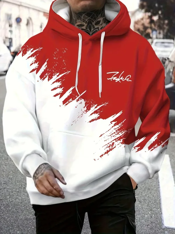 Moda gradiente impressão masculina hoodies engraçado 3d carta padrão camisolas de grandes dimensões outono e inverno casual pulôver roupas masculinas