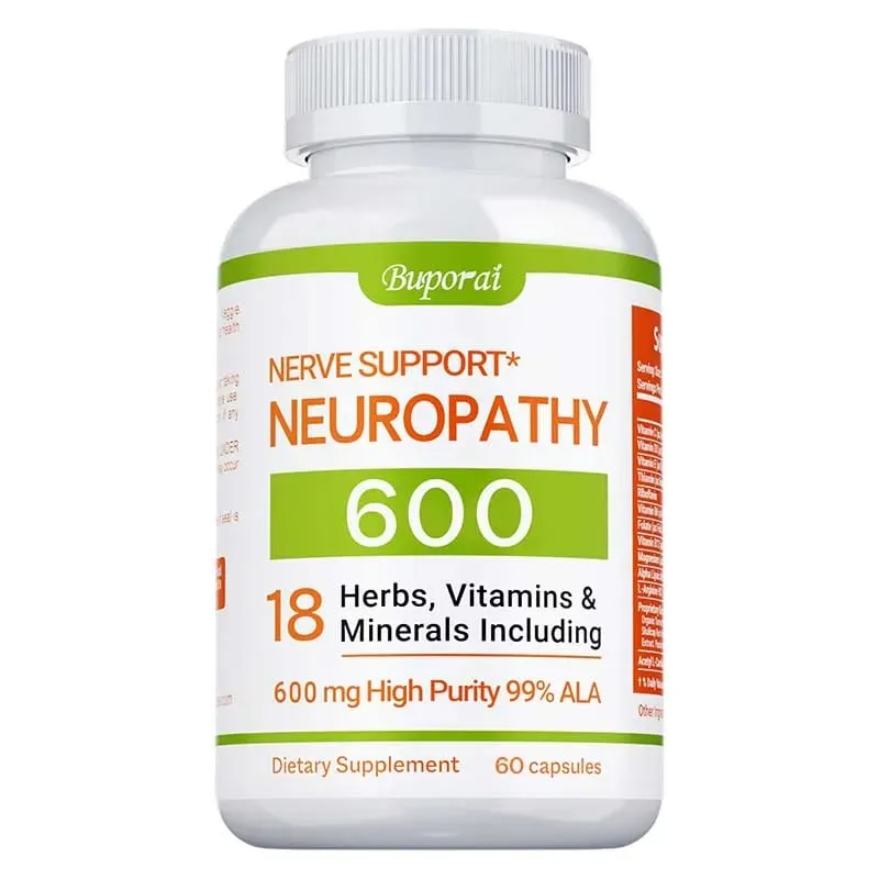 Neuropathy Support Supplement 600mg - Antioxidant Reduces Stress Promotes Nerve Health Cellular Energy Metabolism Non-GMO