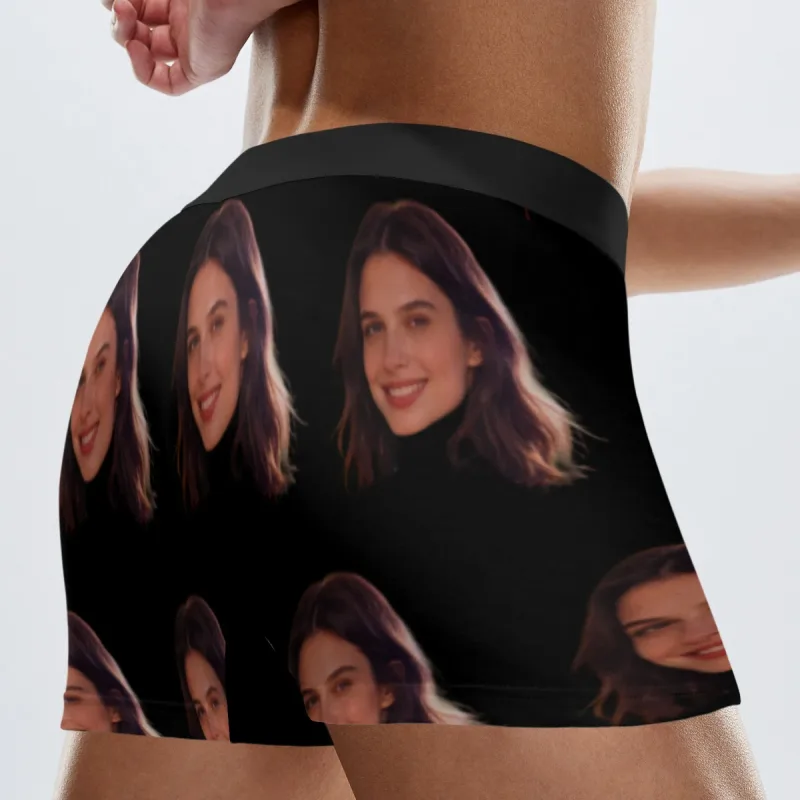 Personalized facial photos customized underwear flat cornered men's Valentine's Day gift for husband anniversary gift for fath