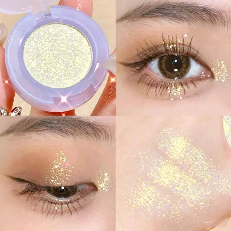 1 τμχ Μονόχρωμη High Gloss αδιάβροχη σκιά ματιών Peachy Pink μακράς διαρκείας μεταξένιο εύκολο στο χρώμα Diamond Shiny Eye Shadow Cosmetic