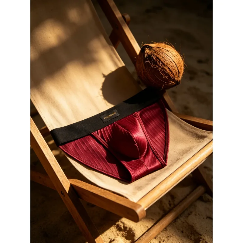 Men Underwear Shiny Striped Triangle Briefs Front Bulge Pouch Sexy Low Rise Slim Fit Daily Mens Underpants DP915