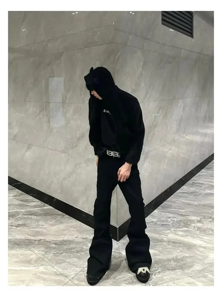 Ανδρικό τζιν παντελόνι High Street RO Ανδρικό 24SS Basic ελαστική μαύρη κορδέλα Loose Flared Streetwear Casual Jeans Παντελόνι Ανδρικά Ρούχα — image 7
