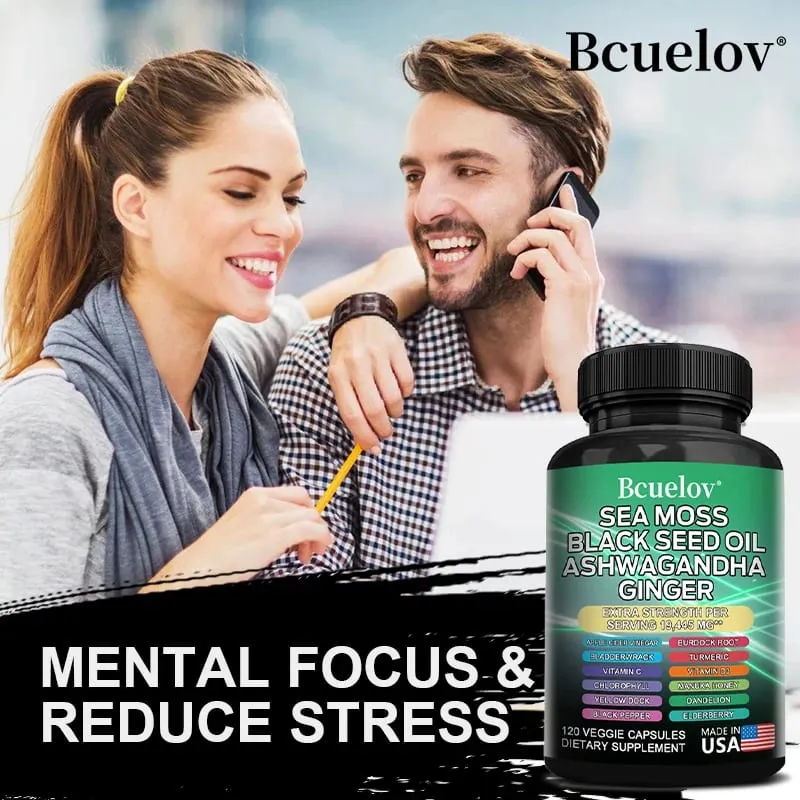 All in One Supplement with Sea Moss Black Seed Oil Ashwagandha Ginger Enhanced Immunity & Energy 120 Capsules — image 6
