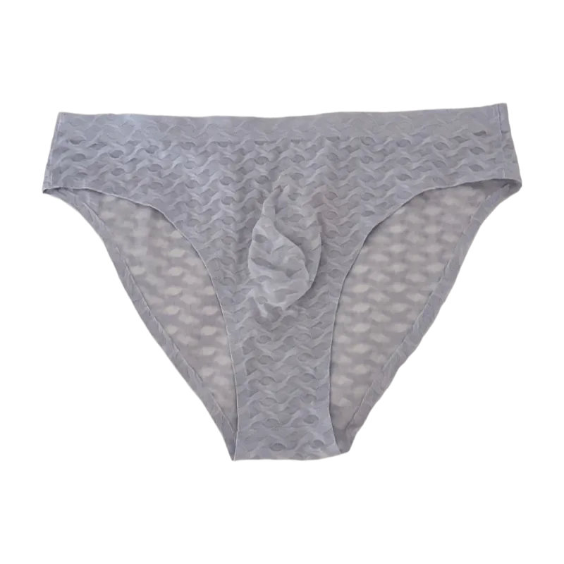 Panties Mesh Thin Men's Underwear Transparent Low Waist Ice Silk Underpants Bubble U Convex Pouch Men Triangle Briefs Male