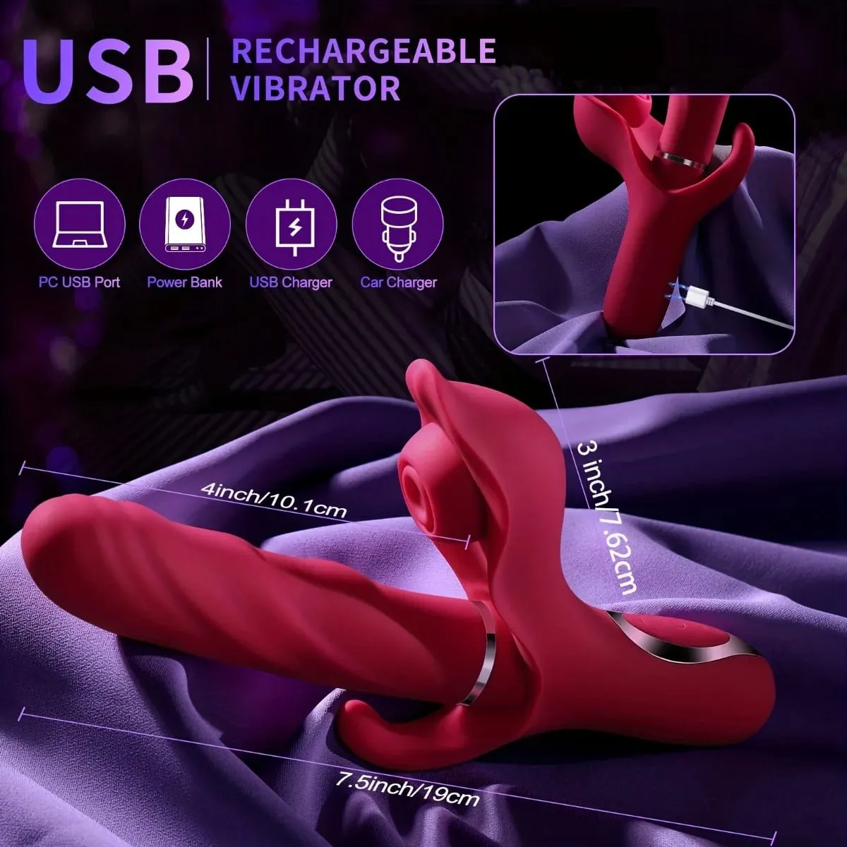 3 in 1 Thrusting Dildo Vibrator G-Spot Rabbit Vibrator for Women Vagina Clitoris Stimulator Sex Toys Adults Products For Women — image 6