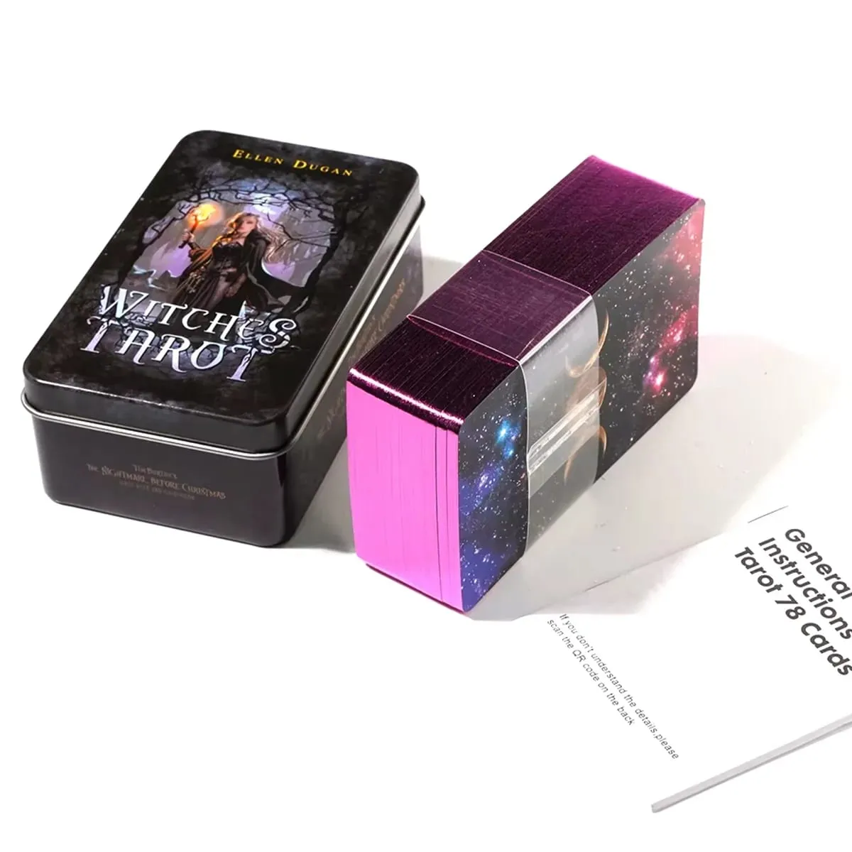 Witches Tarot Deck Tarot Beginner in a Tin Metal Box Υψηλής ποιότητας 78 Card Golded Edge Paper Booklet Based Rider Tarot