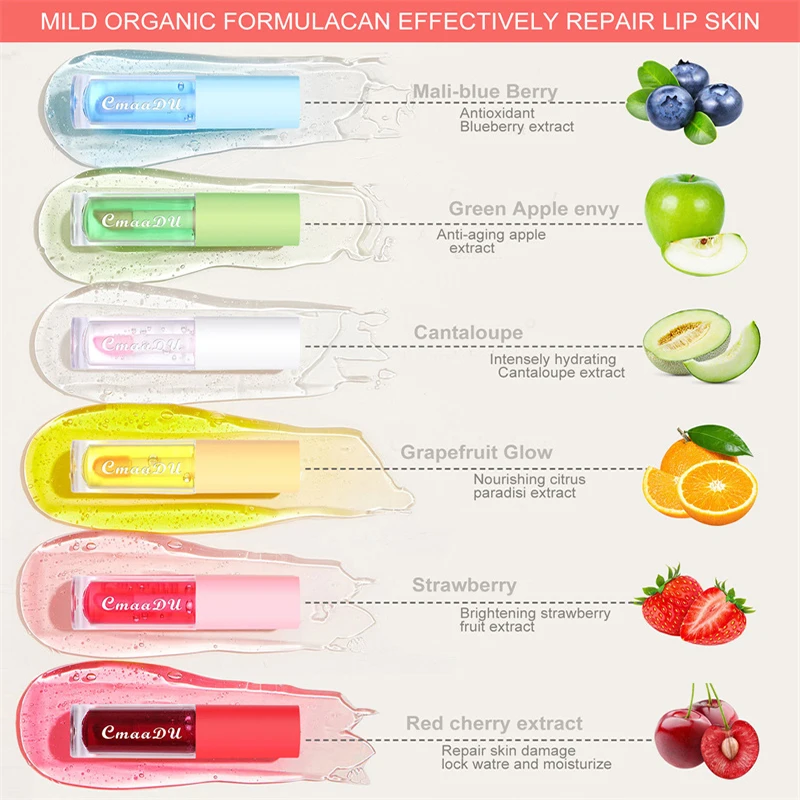 Φρούτα που αλλάζει χρώμα για τα χείλη Strawberry Lip Oil Moisturizing Reduce Lips Liquid Liquid Liquid Waterproof Jelly Plump Lips Care
