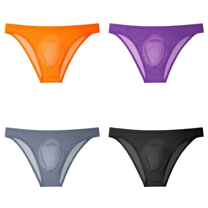 Soft Ice Silk Men's Triangle Panties Lingerie Breathable Men Thin Briefs Solid Color Large Size Underwear for Men Male — image 6
