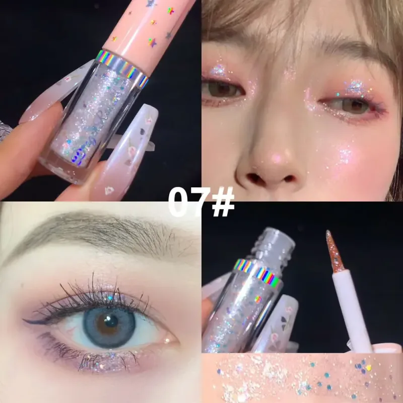 Blue Sequins Liquid Eyeshdaow Glitter Gel Fényes fémes szemceruza Pen Diamond Shimmer Vízálló Eye Beauty Party Smink eszköz — image 13