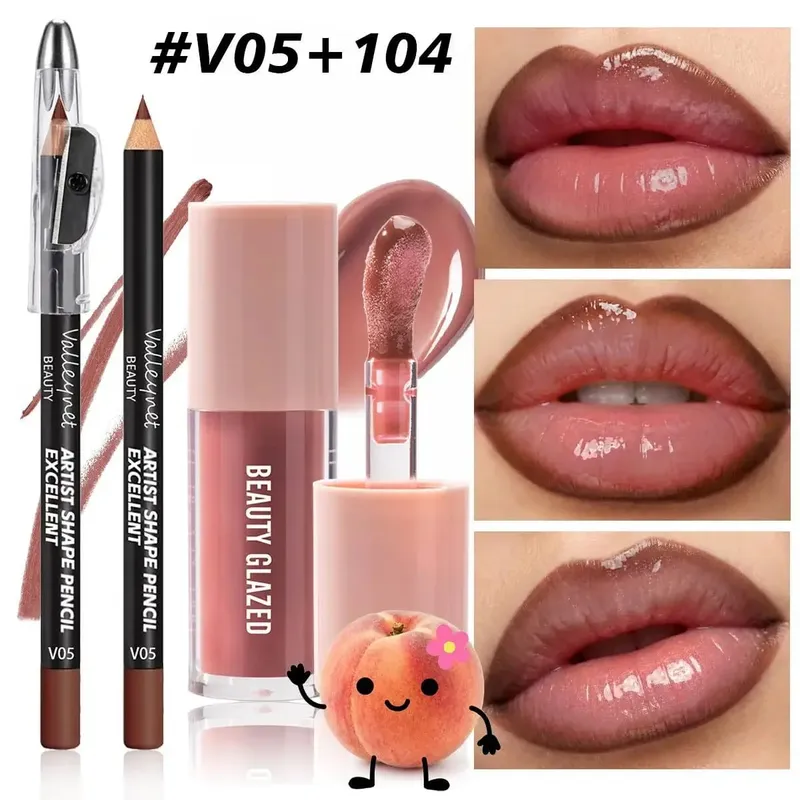 2Pcs/Set Precision Lip Kit Duo -Creamy Liner with Built-in Sharpener & Moisturizing Liquid Lipstick - Defined Contour Makeup Set — image 2