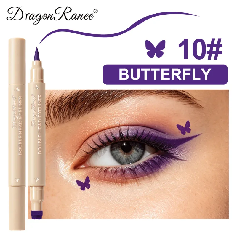 Colorful Liquid Stamp Eyeliner Red Star Heart Butterfly 2 in 1 Eye Liner Pencil Purple Pink Waterproof Eye Template Makeup Tool — image 17