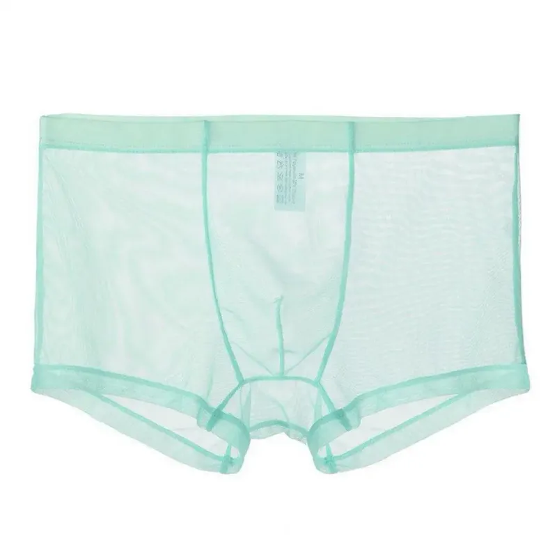 Bóxers transparentes para hombre, calzoncillos transparentes de malla Sexy, cintura baja, seda helada, bragas refrescantes finas, ropa interior para hombre