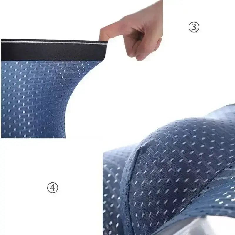 4PcsMen's Underwear Men Boxer Shorts Ice Silk Mesh Boxer Shorts Summer Sexy Breathable Antibacterial Underpants Plus Size XL-6XL