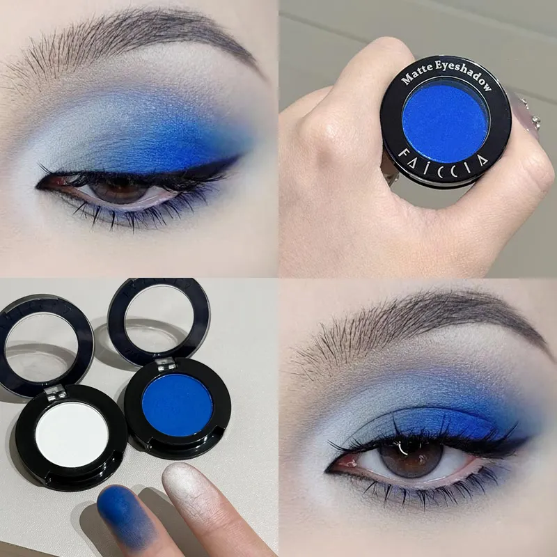 Single Klein Blue Smoked Blue Eye Shadow Palette Gothic Red Pigments Smoked Eye Makeup White Liing Silkworm Eyeshadow Eyeliner