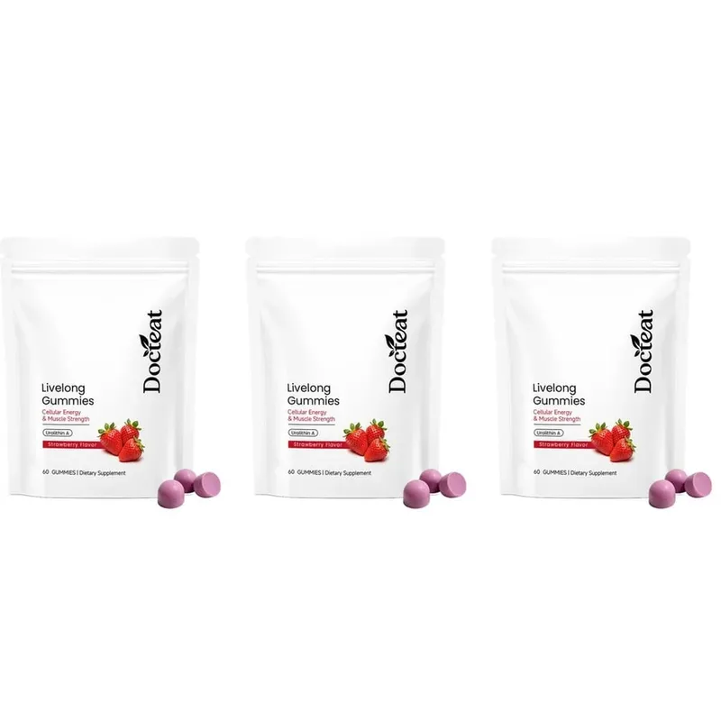 Docteat Urolithin A Gummies 500mg per Serving Strawberry Flavor Daily Cellular Wellness Support 60 Gummies for Men Women — image 9