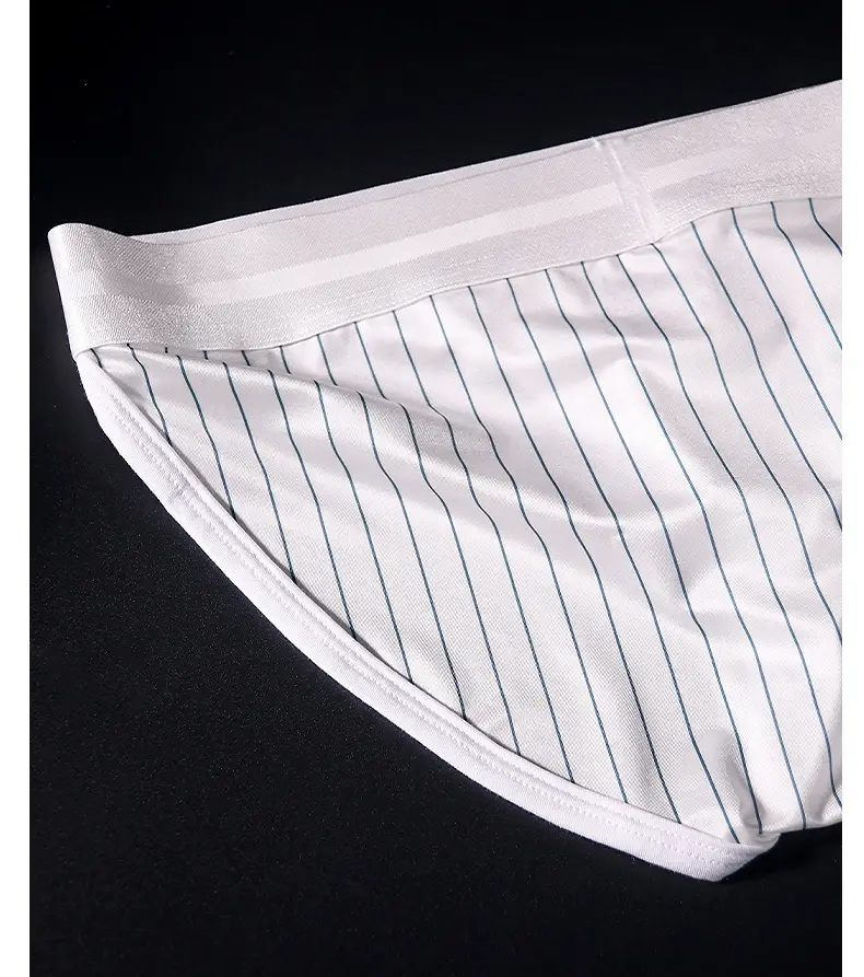 Men's Underwear Satin Ice Silk Striped Boxer Briefs with Low-Rise Waistband and High-Cut Crotch Underpants — image 3