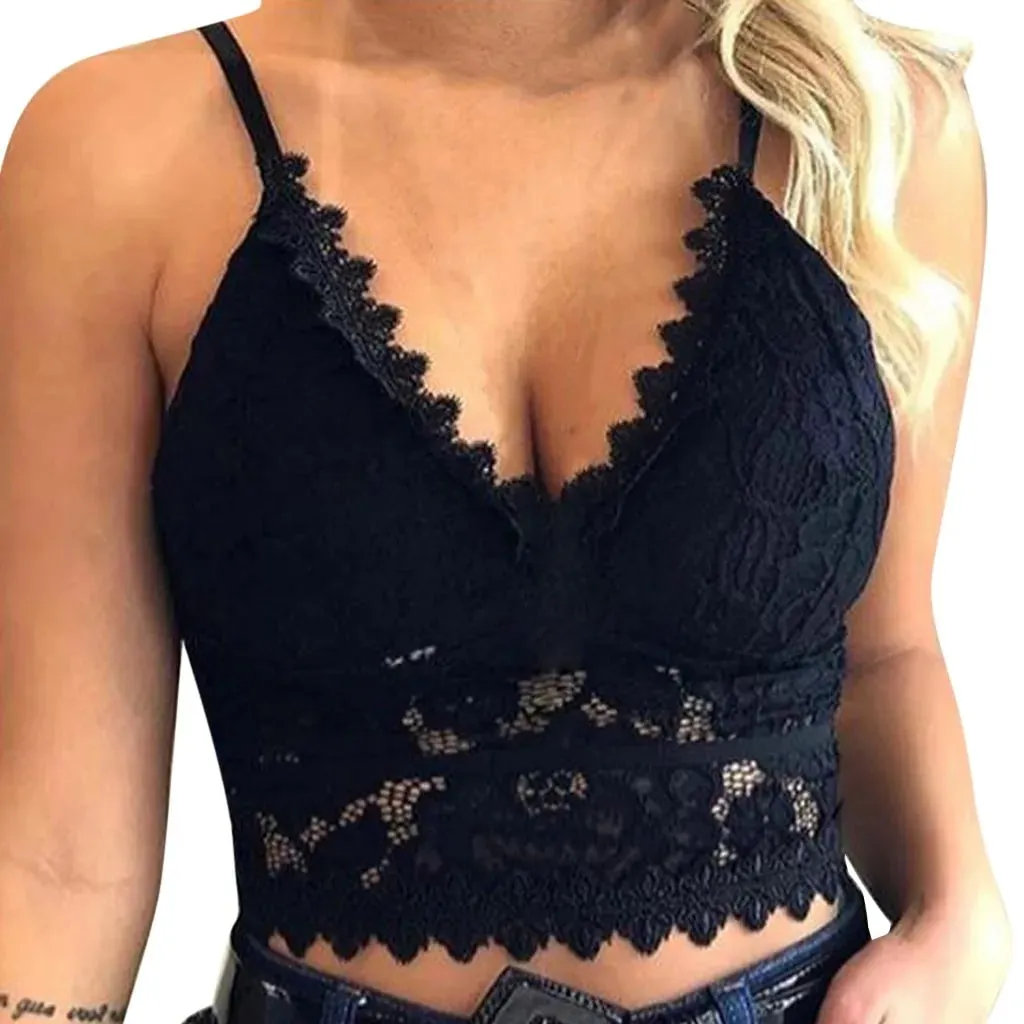 Σέξι δαντέλα με κούφιο διχτυωτό πλέγμα See Through Slim Backless Halter Crop Top Spaghetti λουράκι διάφανο κέντημα κορσέ γιλέκο καμιζόλ — image 6