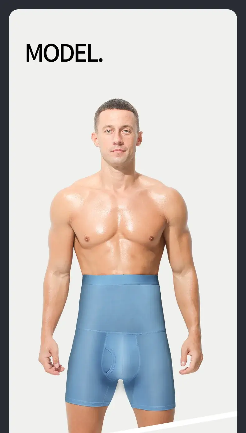 3PCS Men's sports underwear: high-waisted, belt-cinching, lengthened, anti-leg chafing, waist-protecting, flat-angle shorts — image 10