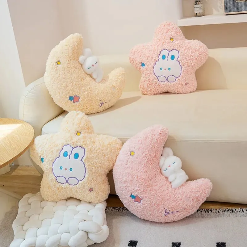 45 ס"מ כרית Kawaii ארנב קריקטורה כוכב ירח כרית כרית אושר יצירתי רך משפחה רך צעצוע קטיפה ספת עיצוב הבית כרית קטיפה