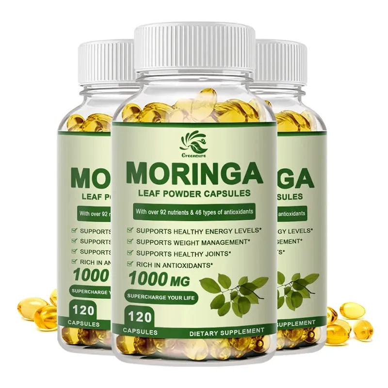 Greensure Moringa Oleifera 1000 mg Capsules Extra Potency 50:1 Extract Energizing Antioxidant 60/120 Vegetarian Capsules