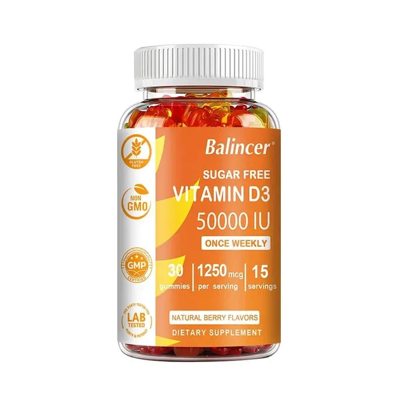 High Potency Vitamin D3 50 000 IU - Immune Support Bone Teeth Heart and Nerve Health Antioxidant - Gluten-Free Non-GMO