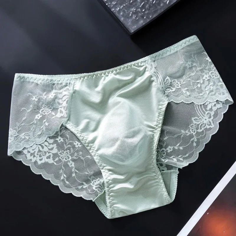 3PCS Men Sexy Lace Triangle Briefs Sexy Low Waist Seamless Panties Male Thin Breathable Comfortable Transparent Underwear — image 11