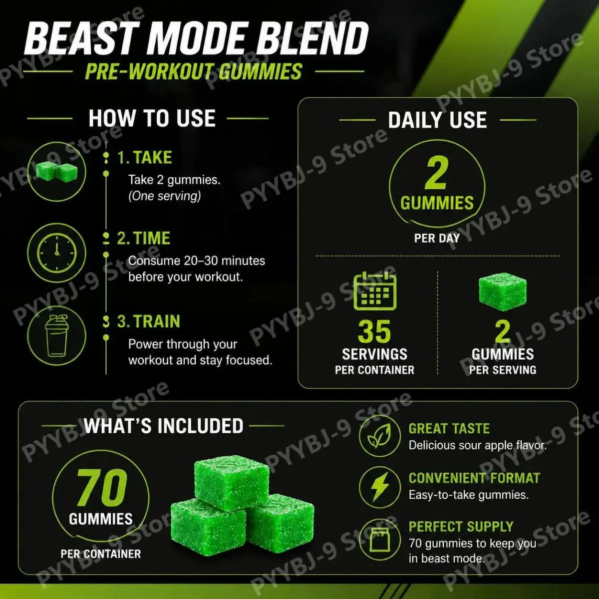 Docteat Beast Mode Blend Pre Workout Gummies Energy Focus & Endurance Support for Strength Training & Active Gym Days 70 Count — image 7