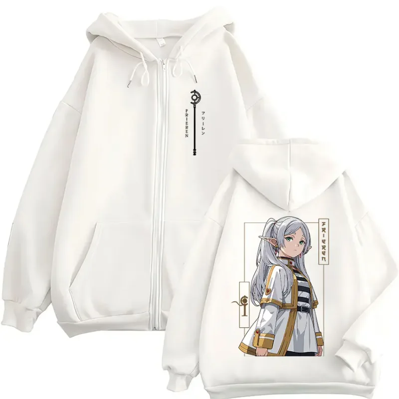 Anime Frieren: au-delà de la fin du voyage sweat à capuche pour homme femmes vêtements mode Harajuku sweat à capuche zippé vestes manteaux — image 3