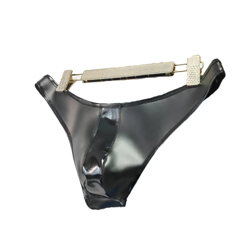 Sexy Men Double Sided PU Hot Short Shiny U Convex Briefs Sexy Lingerie G-string PVC Faux Latex Low Waist Bikini Gay Wear Plus — image 2