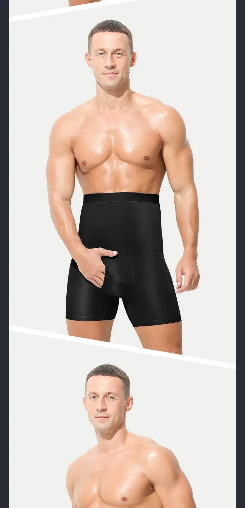 Men's sports underwear: high-waisted, belt-curving, plus-size, lengthened, anti-leg chafing, waist-protecting, flat-cut shorts — image 11