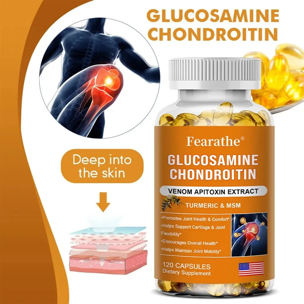 Glucosamine Chondroitin MSM and Turmeric Supplement - Support for Cartilage & Joint Health & Flexibility Non-GMO Capsules