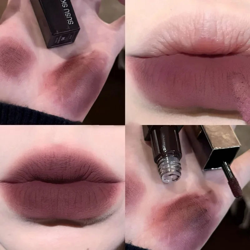 Αδιάβροχο Punk Gothic ματ μαύρο κραγιόν Μωβ Lipgloss Μακιγιάζ Mousse Lip Mud Σκούρο κόκκινο καφέ Κραγιόν Αντικολλητικό Cup Lip Tint — image 7