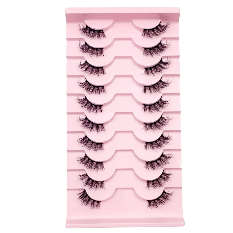 Τρισδιάστατες βλεφαρίδες Cat Eye Half Lashes 10 Pairs Half Lashes Natural Clear Stem False eyelash Extension Makeup Faux Cils maquiag — image 8