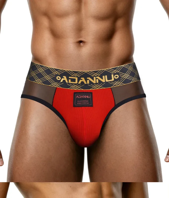 Luxury Ice Silk Men's Underwear with Gold Thread Embroidery Waistband Ultra-Thin Transparent Mesh Quick-drying Briefs for Men