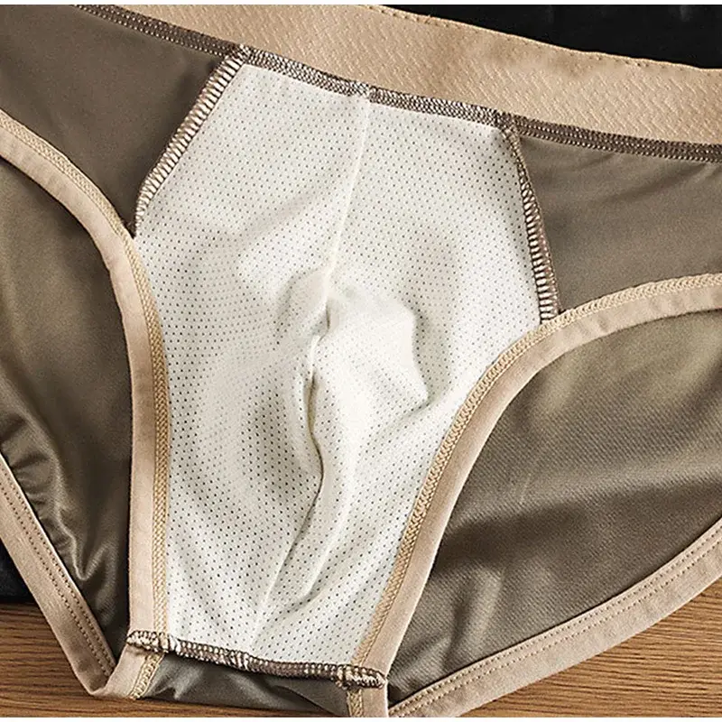 Luxurious Men's Briefs Satin Smooth Cool Ice Silk Panties Underwear Briefs Breathe Quick Drying Underpants U Pouch Underwear — image 4