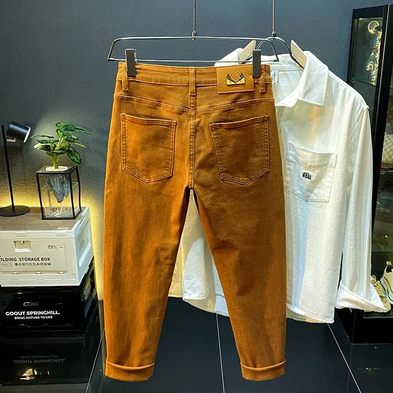 Men jeans 2024 new autumn fashion high-end affordable luxury stretch fitted all-match casual trendy denim long pants — image 1