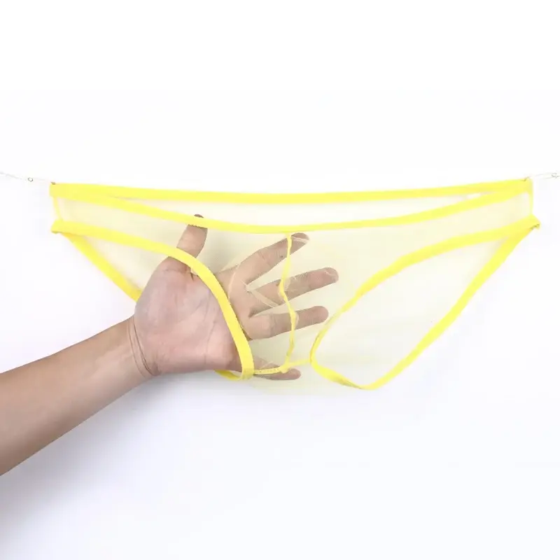 Men's Large Size Low Waist Mesh Briefs, Ultrathin Transparent Underwear, with U Convex Bag, Various Colors Available — image 2