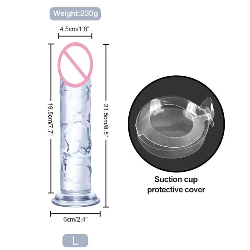 Διαφανές Big Dick 6 μεγεθών Realistic Jelly Dildo Μαλακοί κολπικοί αυνανιστές Γυναικείες γκέι πέους πρωκτικά παιχνίδια σεξουαλικής βεντούζας — image 8