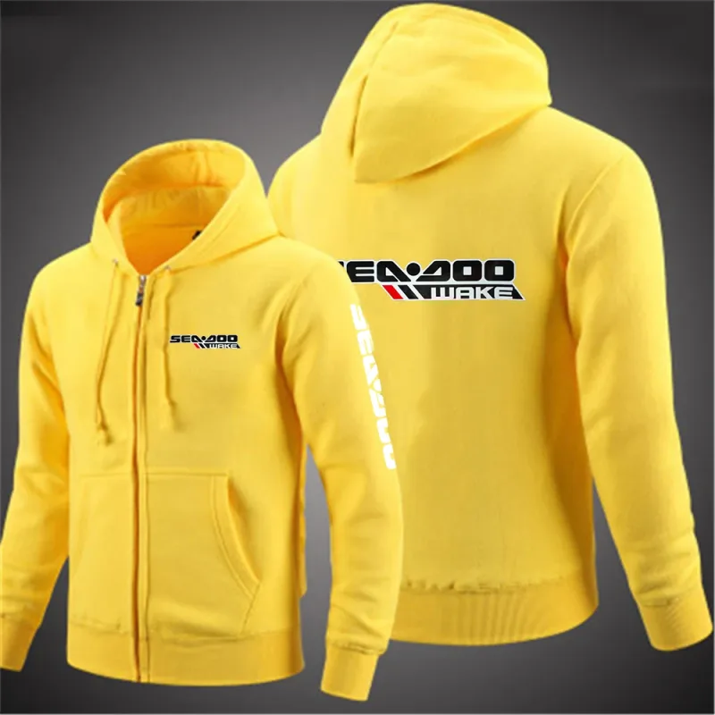 Sea Doo Seadoo Moto 2023 masculino novo mangas compridas algodão cor sólida zíper casais com capuz moletom personalizado tops elegantes