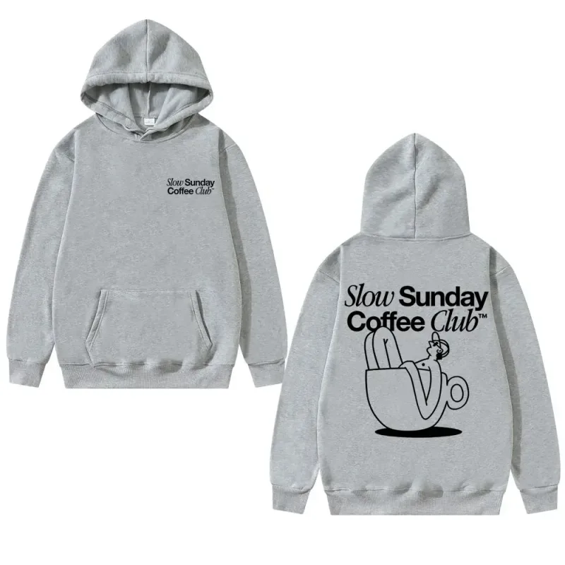 유니섹스 Slow Sunday 커피 클럽 까마귀 풀오버 Funny Meme 빈티지 캐주얼 스트리트웨어 스웨트, 다양한 색상 사용 가능