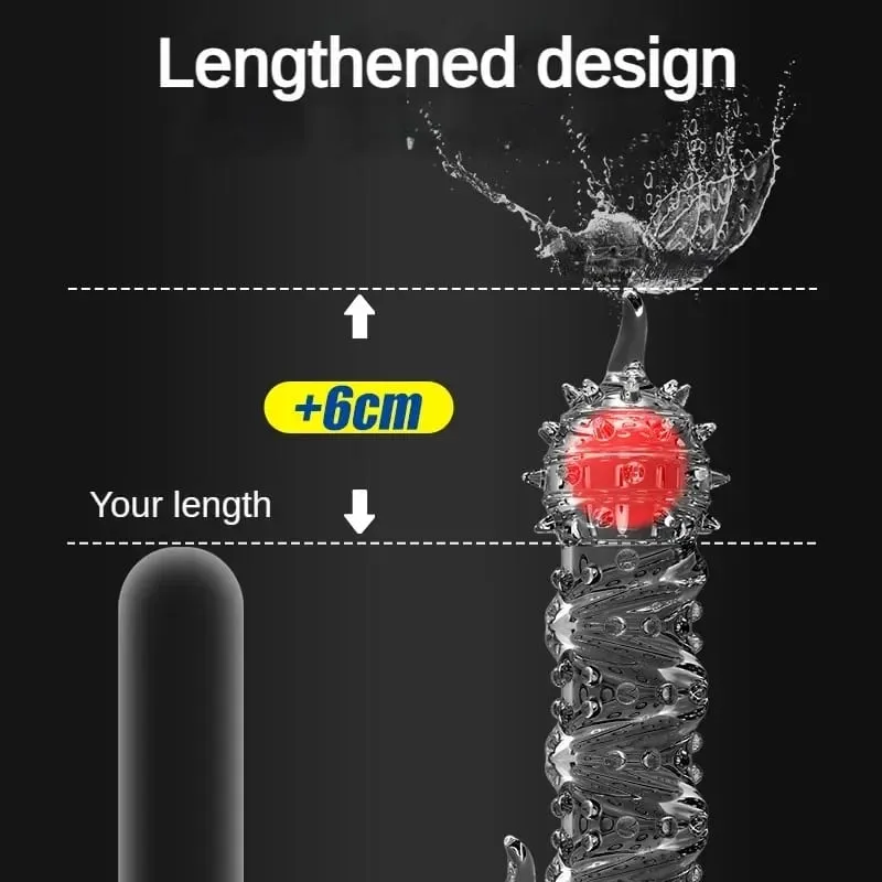 Penis Extension Sleeve Vibrator Extender 4cm Reusable Condoms Soft Delay Ejaculation Dick Sleeve Adult Sex Toys for Men