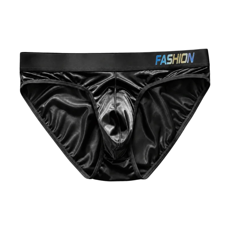 Underwear Men's Triangle Panties Low Waist Ultra Smooth Satin Silky Briefs Lingerie Gradient Letter Glossy Underpants Daily Wear