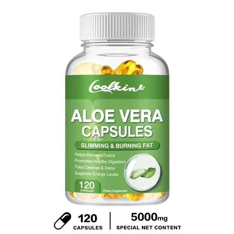 Aloe Vera Extract Capsules - Relieve Intestinal Constipation Promote Digestion Detoxify Control Appetite Burn Fat Non-GMOSu