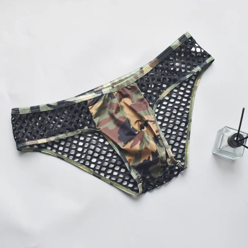 Man Underwear Mens Sexy Briefs Underpants Sissy Panties Camouflage U Pouch Hombre Slips Mesh Breathable Men's Lingerie Cuecas — image 9