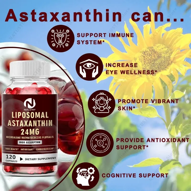 קפסולת Haematococcus Pluvialis Astaxanthin - Liposomal Astaxanthin 24mg - נוגד חמצון טבעי בריאות העור והעיניים ובריאות החיסון — image 2