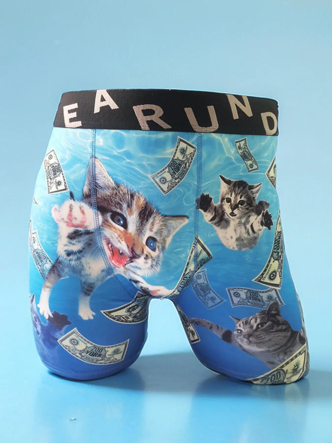 Fashion Men's 3D Cat Printed Funny Pattern Tilament Pants Breathable and Comfortable Fast Dry Sport Boxers Briefs Plus Size — image 3