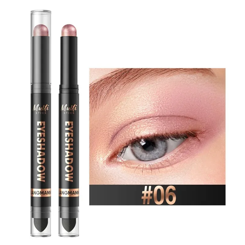 16 Χρώματα Double Head Eyeshadow Stick Pearlescent Shimmer Brown Υψηλή αδιάβροχη κρέμα ματιών μολύβι ματιών μακράς διαρκείας μακιγιάζ