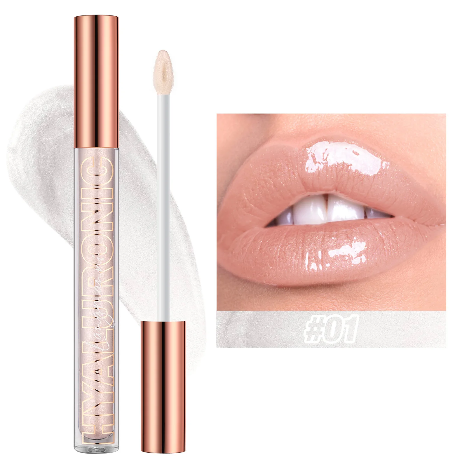 Pearlescent Glitter Plumping Lip Gloss Diamond Glitter Nude Pink Liquid Lipstick Shiny Glass αδιάβροχο Sexy Lip Tint Lip Makeup — image 9