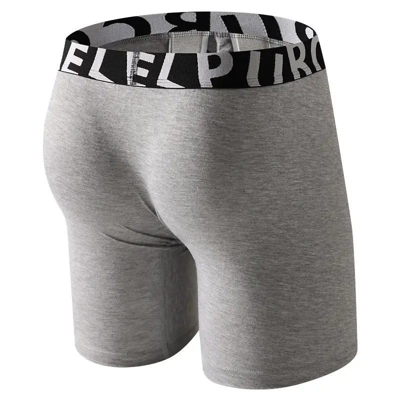 Men's Long Leg Cotton Boxer Briefs with Scrotum Pouch Anti-Chafing U Convex Separation Sports Underwear for Comfort — image 19
