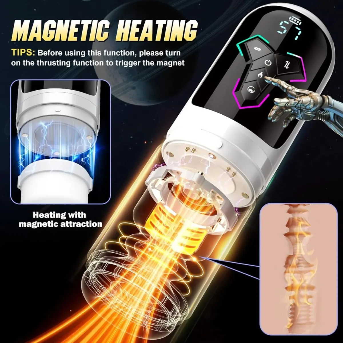 Heating Automatic Male Masturbator AI & APP Control Blowiob Machine Pocket Pussy Penis Pump LCD Display Sex Toys for Men